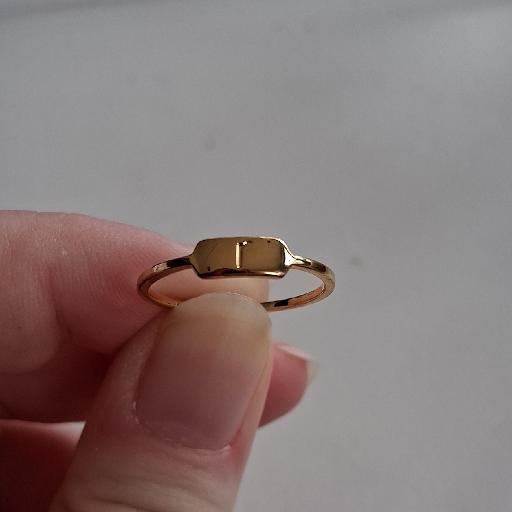 Minimal Gold Plate Signet Ring - Women's Jewelry - R